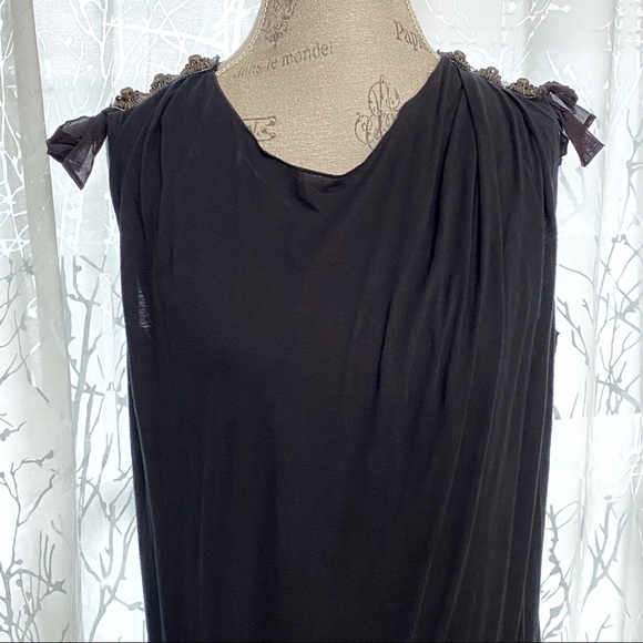 3.1 Phillip Lim black asymmetrical jewel gathered t-shirt sleeveless tank dress - Picture 4 of 10